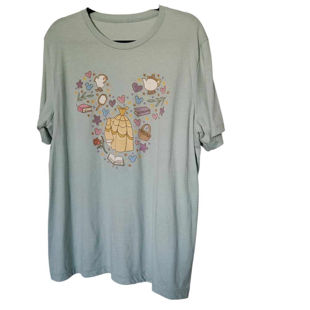 Unbranded Womens Mint Green Beauty And The Beast Theme Graphic T-Shirt